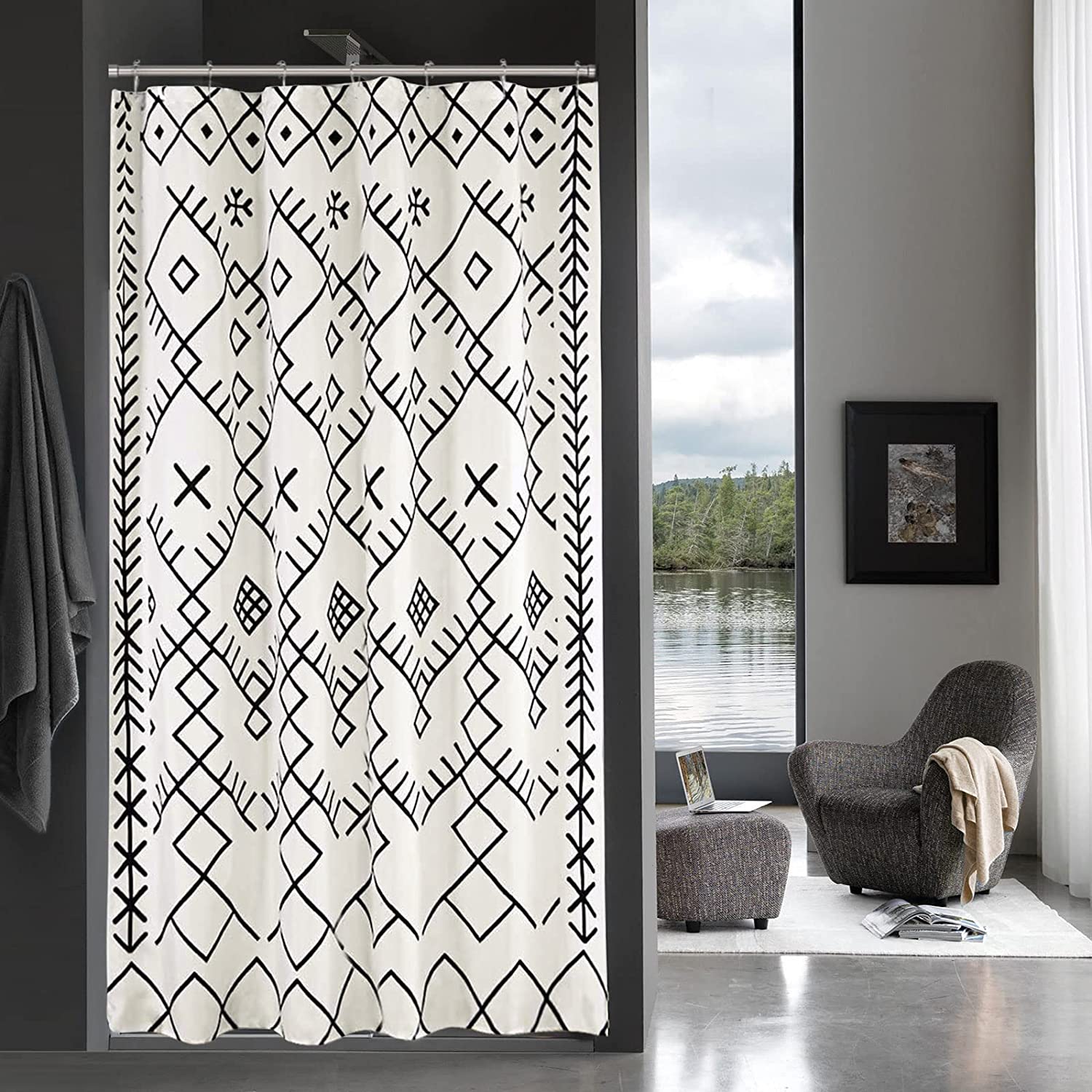 aoselan Small Stall Shower Curtain 36 x 72, Beige Half Size Shower