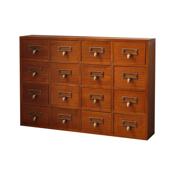 puresly Wooden Storage Box with 16 Drawers Multifunction Rustic for Office
