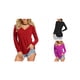 thumbnail image 5 of Qarigey Camiseta de manga larga para mujer, camisetas informales de Color sólido para mujer, jersey, ropa básica, ropa deportiva de poliéster para Prendas para la parte del cuerpo Rojo METRO Qarigey AP008666-07, 5 of 6