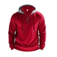 thumbnail image 5 of YLSDY Mens Half Zip Hoodie for Casual Fleece Lightweight Regular Long Sleeve Sherpa Lined Winter Warm Pullover Sweatshirts Red XXL, 5 of 8