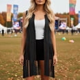 thumbnail image 2 of Gunia Tank Tops Women Long Vest With Fringe Shawl Wrap Asymmetrical Hem Sleeveless Open Front Cardigan Coat Lightweight Layering Camisole Tops For Women Black, 2 of 3