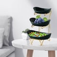 thumbnail image 4 of Cuencos multiusos con soporte de metal creativo, organizador decorativo reutilizable multicapa 3 niveles verde oscuro, 4 of 6