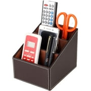 Fashionable PU leather TV remote control bracket with 3 compartments, storage rack, storage box, Media Accessory