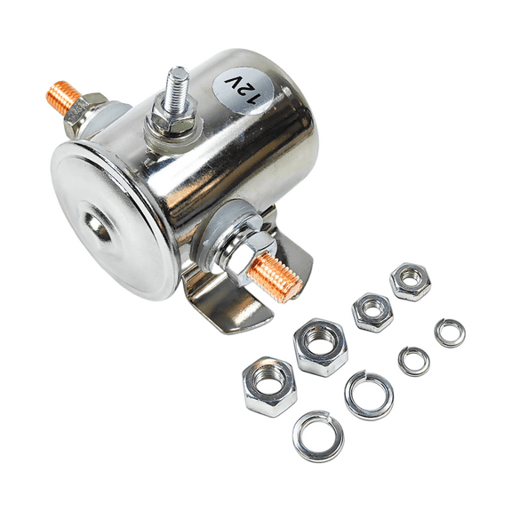 Max 200A in Rush 12 Volt 3-Terminal Continuous Duty Solenoid Relay Nickel-Plating | Fits for Trombetta Maxon Waltco Delco SPST 12VDC 12V Solenoid Relay | Used in Golf Carts Heavy Duty Winch Marine