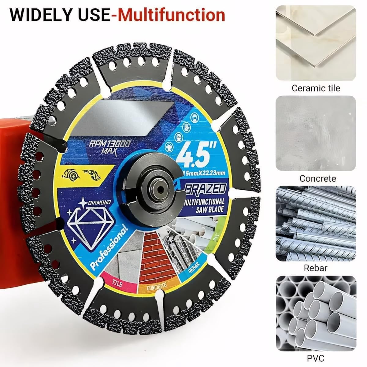 Diamond Multi-Purpose Saw Blades, Versatile 4.5" Durable Cutting Wheels with RPM Speed Guide, Durable Compound Saw Blade Dry Wet for Precise Cutting Control, for Cutting Marble Quartz Stone(2pc)
