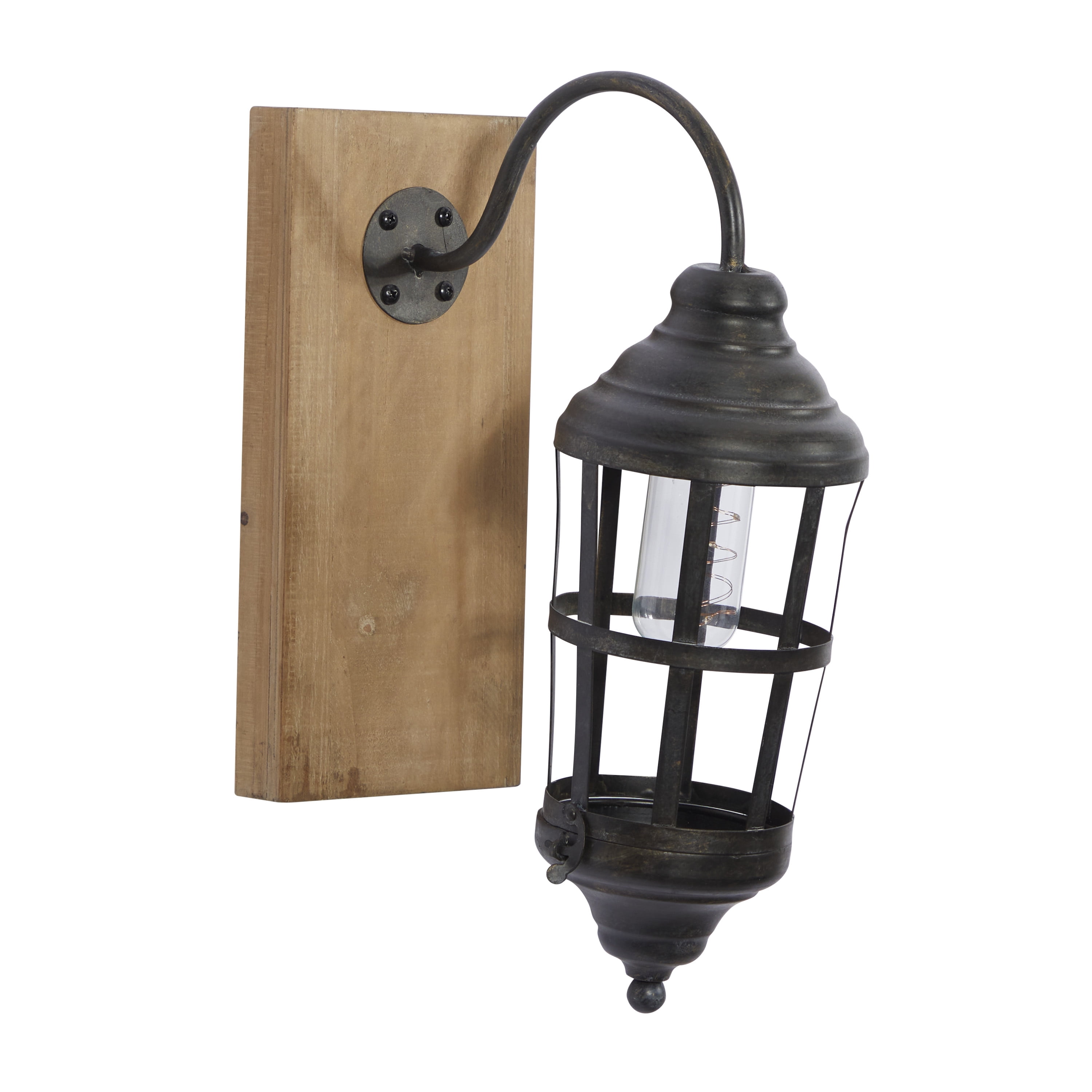 DecMode 5.5"W, 15"H Metal Industrial Candle Wall Sconce, Black, 1 - Piece