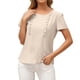 thumbnail image 2 of Camiseta de mujer Verano Cuello redondo Manga corta Casual Top suelto, Albaricoque, L Eigraketly AP001321-15, 2 of 7
