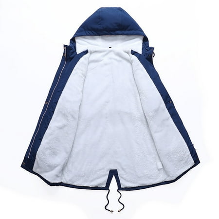 

Women Thicken Fleece Lined Winter Coat Long Sleeve Soild Trench Waterproof Sherpa Jacket Windbreaker Parka