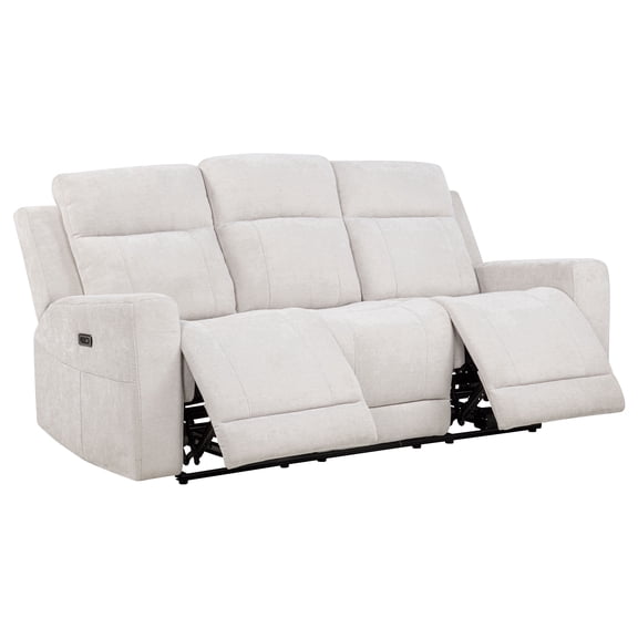 Kennett Upholstered Chenille Power Reclining Sofa Ivory