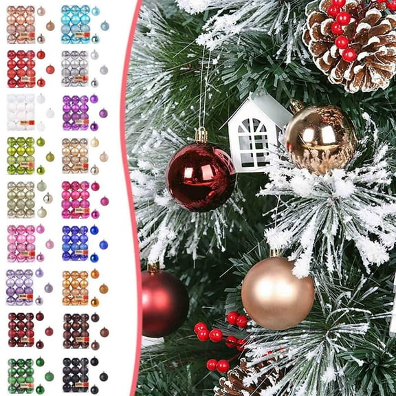 Djunllk Christmas Balls Christmas Tree Decorations 24PCS 1.18INCH Hanging Decorations Set Christmas Plastic Balls Electroplating Decoration Christmasg Decoration Christmas Ball Ornaments