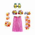 thumbnail image 1 of Traje de Falda Hawaiana Sunnimix Conjunto de Disfraces Luau 60cm Rosa, 1 of 8