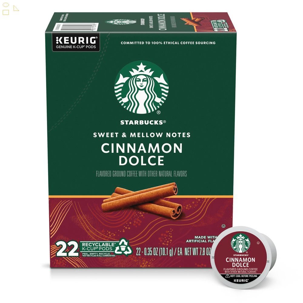 Starbucks Cinnamon Dolce Flavored Coffee, KCup Coffee Pods, Naturally Flavored, 22 Ct