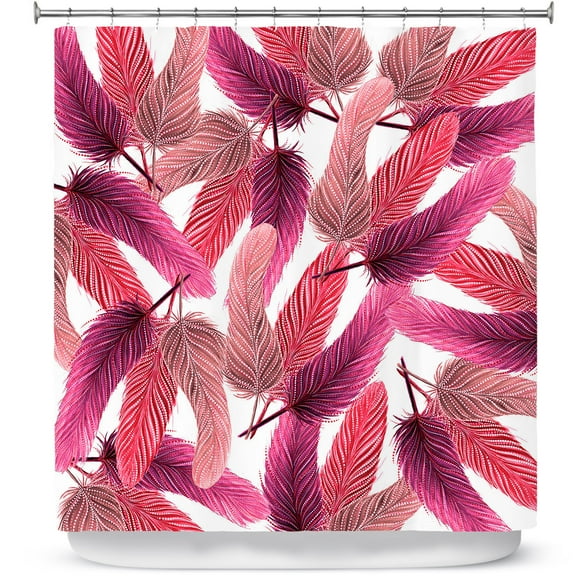 Shower Curtains 70" x 84" from DiaNoche Designs by Zara Martina - Pink Feathered