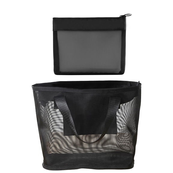 Chmadoxn Mesh Makeup Bags Mesh Cosmetic Bag Portable Travel Organizing Zipper Pouch Toiletries Makeup Pouches for Home Office Travel Accessories (Black/2pc)