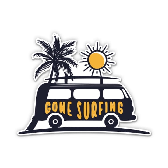 Gone Surfing - 3" Vinyl Sticker - For Car Laptop I-Pad Phone Helmet Hard Hat - Waterproof Decal