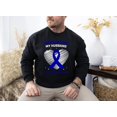thumbnail image 3 of Vinyta Colorectal Wear Blue Support T-Shirt, Husband Colon Cancer Awareness Sweatshirt, Supportive Husband Hoodie, 3 of 5