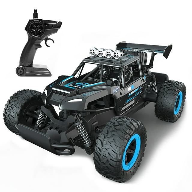 Toys Remote Control Car, 2.4 GHz Alta Velocidad 4WD Vehículo ToDoTerreno Eléctrico Con Luces 2 Baterías Recargables Para Adultos Niños Niños, Azul