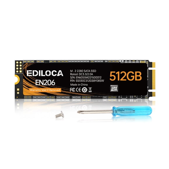 SSD Ediloca EN206 de 512 GB, 3D NAND TLC M.2 2280, SATA III, 6 Gb/s