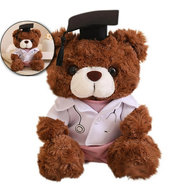 Dvruxg Graduation Doctor Bear Stuffed Animal Teddy Bear in Doctor Uniform and Graduation Cap