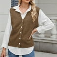 thumbnail image 6 of Aueoeo Women Oversized Sweater Round Neck Sleeveless Sweater Vests Knit Button Up Solid Color Pullover Tank Tops, 6 of 7