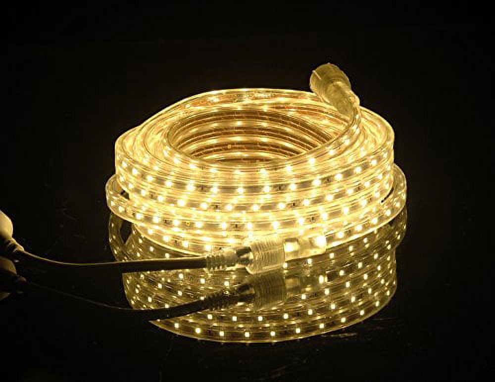 UL Listed, 50 Feet, 5500 Lumen, 3000K Warm White, Dimmable, 110-120V AC Flexible Flat LED Strip Rope Light, 930 Units 3528 SMD LEDs, Indoor/Outdoor Use, Accessories Included, [Read
