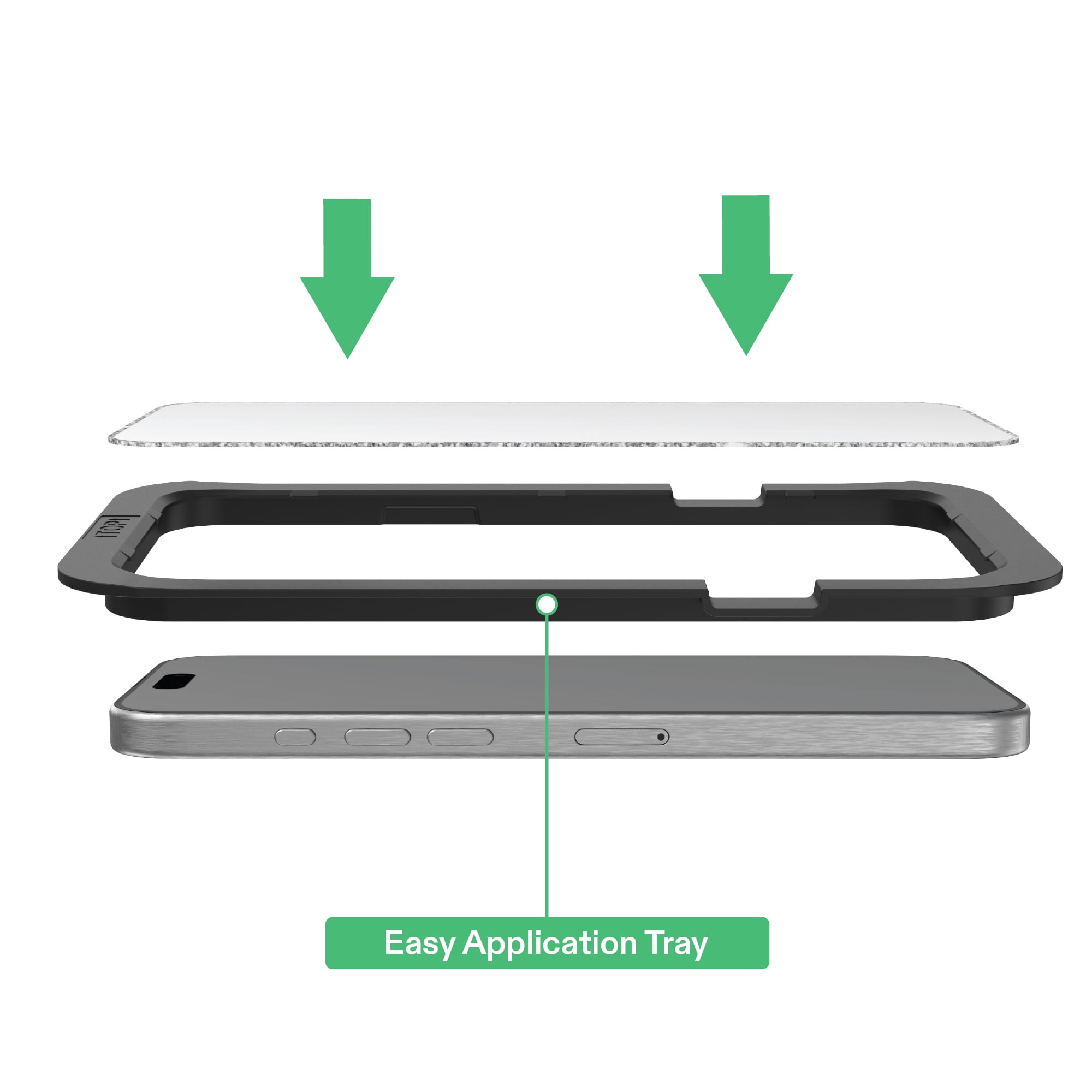 onn Glitter Frame Glass Screen Protector with Easy Application Tray for iPhone 17 Pro