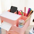 thumbnail image 6 of Tissue Box Organizer, Multi-Function Desktop Tissue Storage Box with Compartments, Pen Stationery Remote Control Holder, Elegant Napkin Dispenser for Bedroom, Bathroom, Living Room, Easy to Clean, 6 of 6
