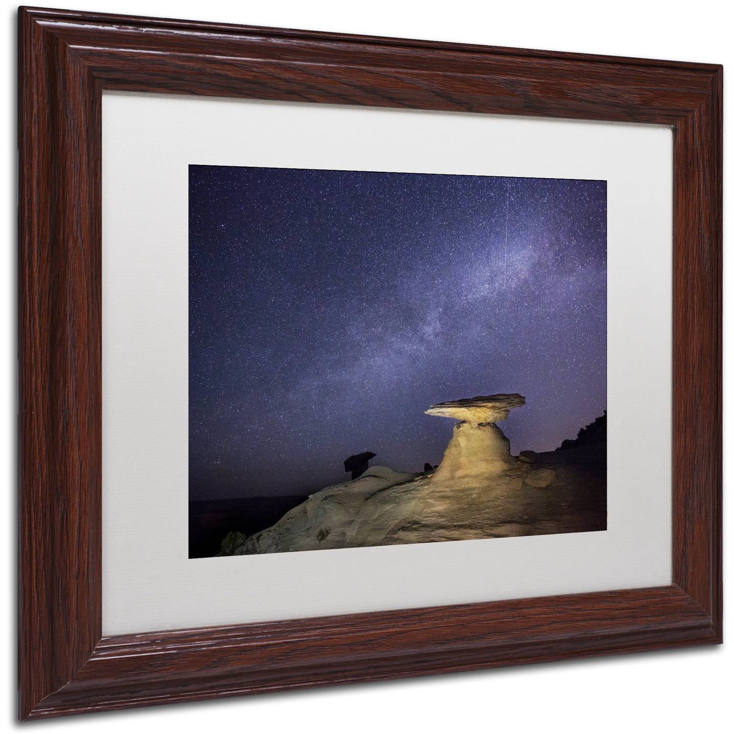 Trademark Fine Art "Starry Night in Arizona III" Canvas Art by Moises Levy White Matte, Wood Frame