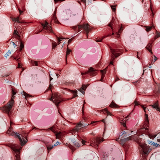 Breast Cancer Awareness Candy 1lb Pink Hershey's Kisses (Approx 100 pcs