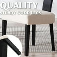 thumbnail image 3 of Guyou Modern Rattan Backrest Dining Chairs Set of 2, Mid-century Farmhouse Linen Upholstered Kitchen Chairs Solid Wood Side Chairs for Kitchen Dining Room Living Room, Beige, 3 of 11