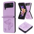 thumbnail image 1 of Nalacover Compatible for Samsung Galaxy Z Flip4 Slim Folding Case, Butterflies Pattern Luxury PU Leather + Silicone/TPU Shockproof Protective Cover for Samsung Galaxy Z Flip4,Violet, 1 of 8