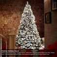 7.5FT PreLit Realistic SnowFlocked Pine Artificial Holiday Christmas