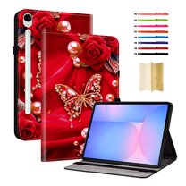 Case for Samsung Galaxy Tab S10 FE Plus 13.1" 2025 SM-X620/SM-X626/SM-X626B, Slim Kickstand PU Leather Pattern Card Slots Elastic Band Stylus Slot Protective Heavy Duty Protection Folio Cover - B