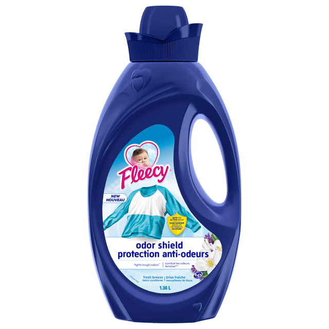 Fleecy Odor Shield Liquid Fabric Softener, Fresh Breeze Scent, 1.36 L