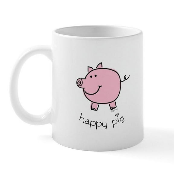 CafePress - Happy Pig Mug - 11 oz Ceramic Mug - Novelty Coffee Tea Cup