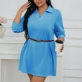 thumbnail image 6 of Hueook Fall Dresses for Women Solid Color Long Sleeved Plus Size Dress Blue 2X, 6 of 7