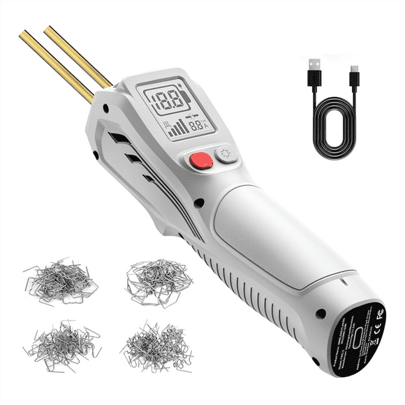 Handheld Wireless Charging Plastic Welding Tool Hot Stapler WelderGun Car Bumper Repair Tool with 200pcs Staplers White,1 * USB data cable 1 * Weldinggun 200pcs * Soldering pins (4 models, 50pcs each)