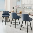 thumbnail image 6 of VINGLI 26" H Swivel Barstools Set of 2, PU Leather Upholstered Counter Stool with Back, Kitchen High Chairs Counter Height Bar stools with Cushion, Solid Wood Legs, Black, 6 of 14