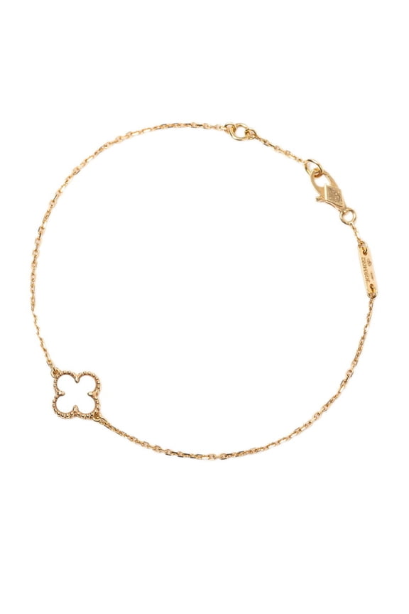 Pre-Owned Van Cleef & Arpels Sweet Alhambra Bracelet 18K Yellow Gold Mother-of-Pearl Women's