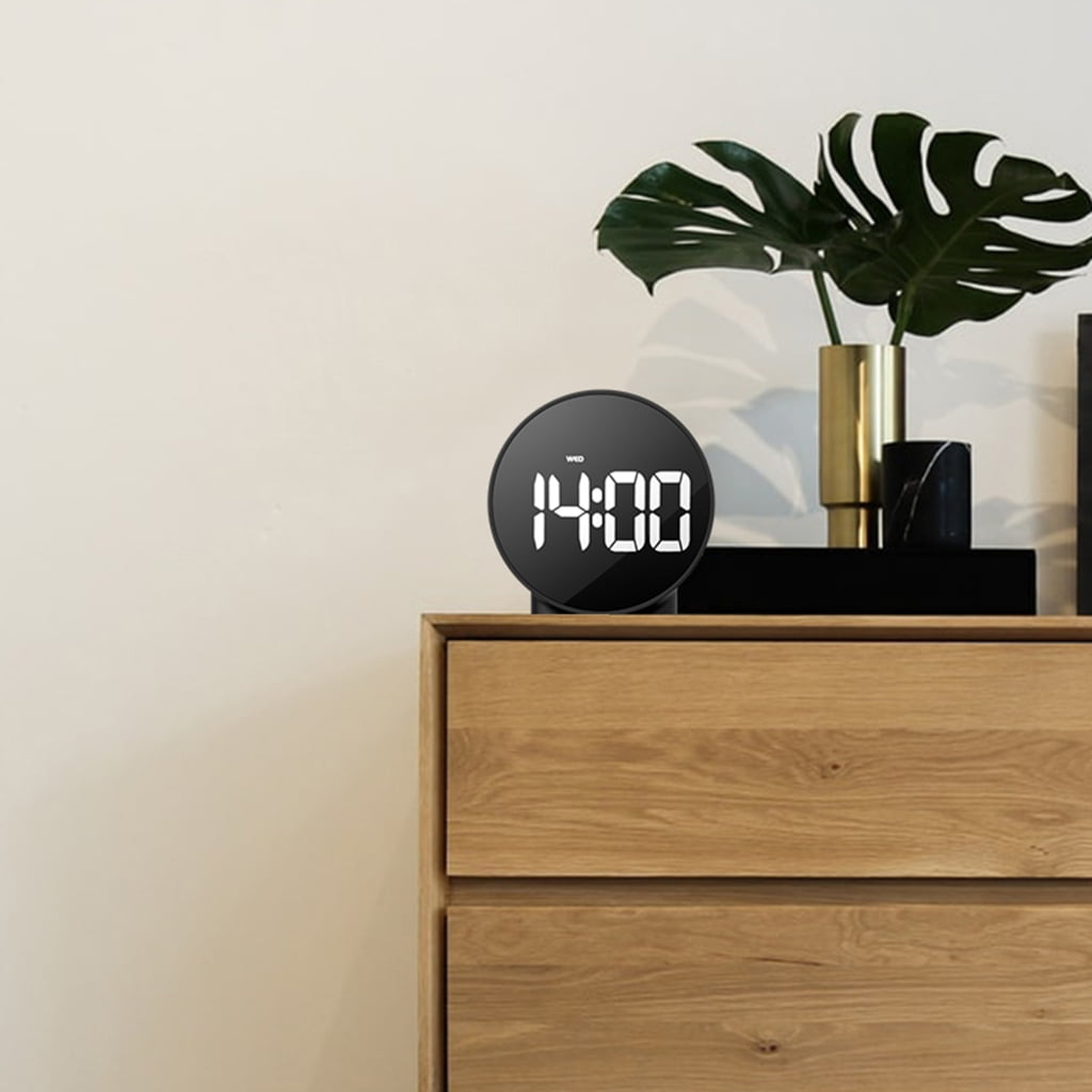 Zeiwohndc Modern LED Digital Bedroom Table Clock 12/24H with Snooze Calendar Functrion