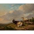 thumbnail image 2 of Eugène Joseph Verboeckhoven 24x20 Gold Ornate Framed and Double Matted Museum Art Print Titled - Sheep and Goats in a Landscape (1851), 2 of 4