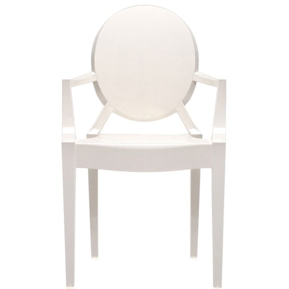 2xhome Modern Farmhouse Coastal Crystal Glossy Dining Chairs with Arms, Oval Back, Stackable Acrylic Armchairs for Kitchen, Dining Room, Patio, Balcony, Indoor and Outdoor Use, White