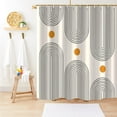 thumbnail image 3 of Boho Extra Long Shower Curtain, Mid Century Modern Abstract Minimalist Beige Neutral Machine Washable Waterproof Fabric for Bathroom Decor Bathtub with 12 Hooks 72Wx78H, 3 of 6