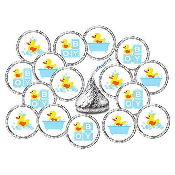 324 Blue Duck, Rubber Ducky Theme Baby Shower Favors Stickers For Baby Shower Or Baby Sprinkle Party Decorations, Baby Shower Kisses Stickers, Baby Shower Blue Favors, Birthday Ducky Kisses