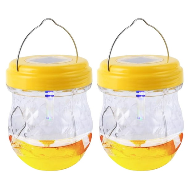 Trampa Para Avispas Trampa para avispas Colector de abejas para colgar al aire libre 40mAH Control de plagas reutilizable (Amarillo 2 piezas)