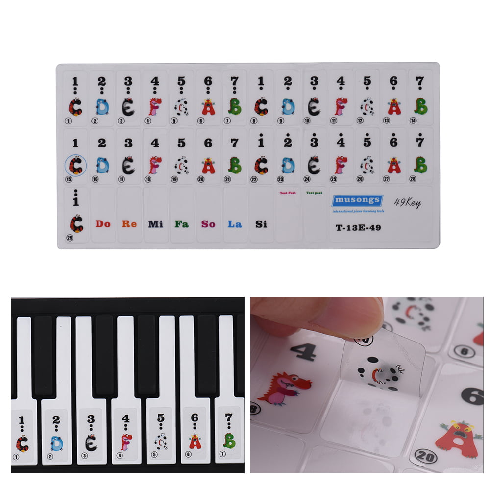 49-key Piano Keyboard Colorful Cartoon Music Note Stickers Removable  Transparent for Kids Beginners Piano Practice | Walmart Canada