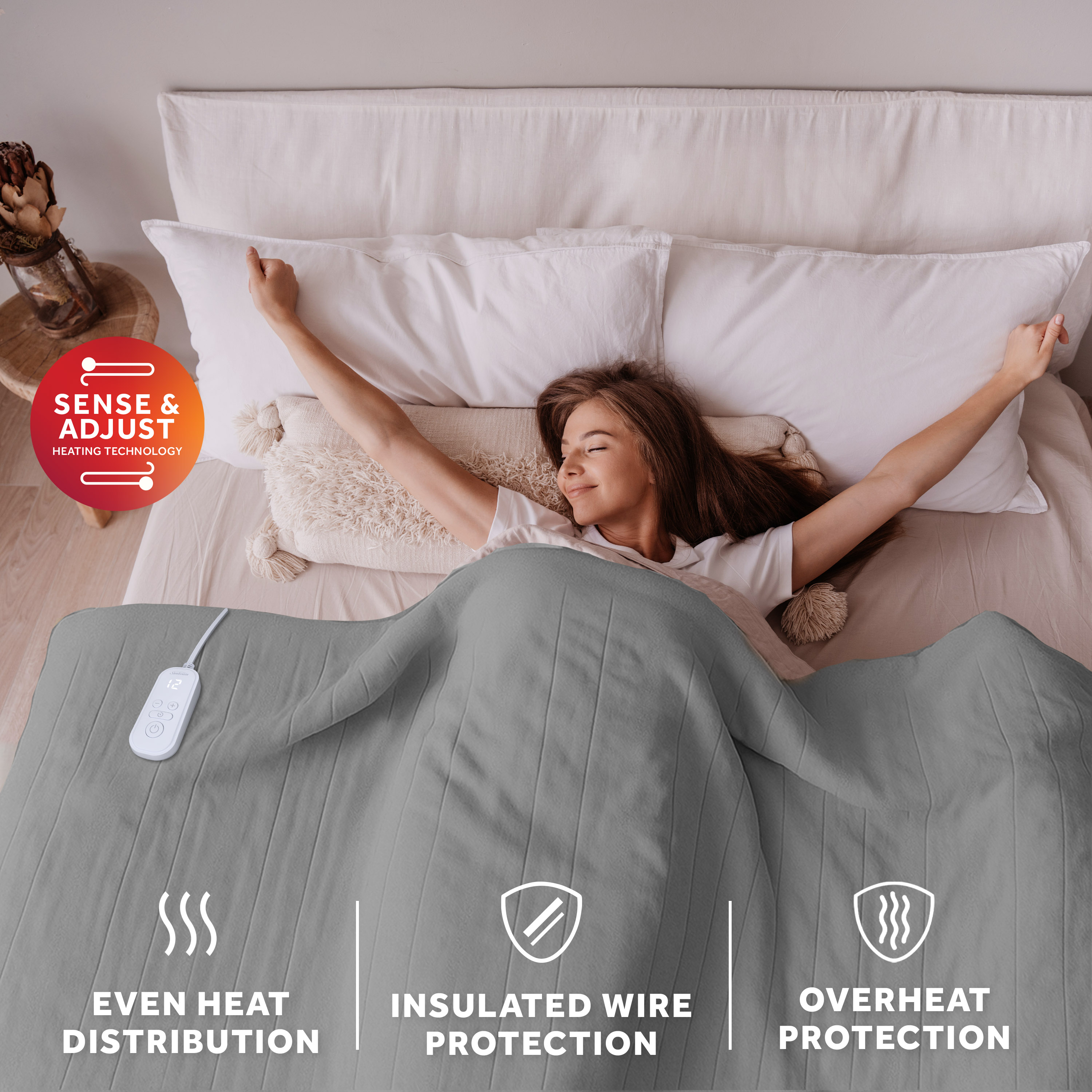 Sunbeam Heated Electric Brushed Fleece Bed Blanket, Twin photo 6