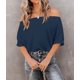 thumbnail image 3 of Camisa REVETRO con hombros descubiertos, cuello ancho, azul marino, talla L, 3 of 4