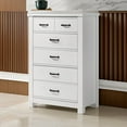 thumbnail image 6 of Jermy 47 Inch Tall Dresser, 5 Drawers, Black Handles, Crisp White Finish, 6 of 6