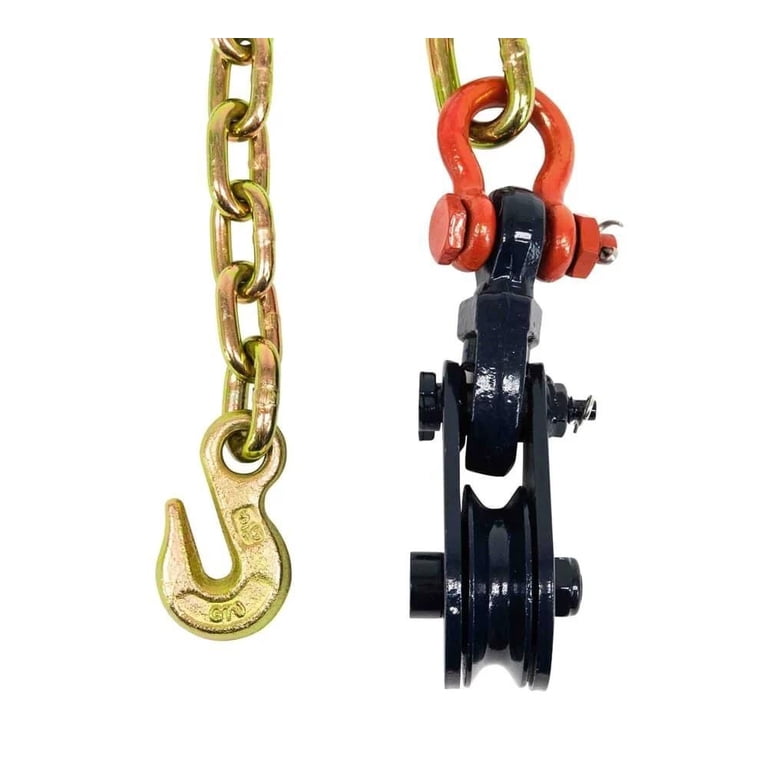1 Pk) 2 Ton 3 Sheave Snatch Block w/ Shackle Chain Anchor & (4 Pk 1 Pk) 2 Ton 3 Sheave Snatch Block w/ Shackle Chain Anchor & (4 Pk